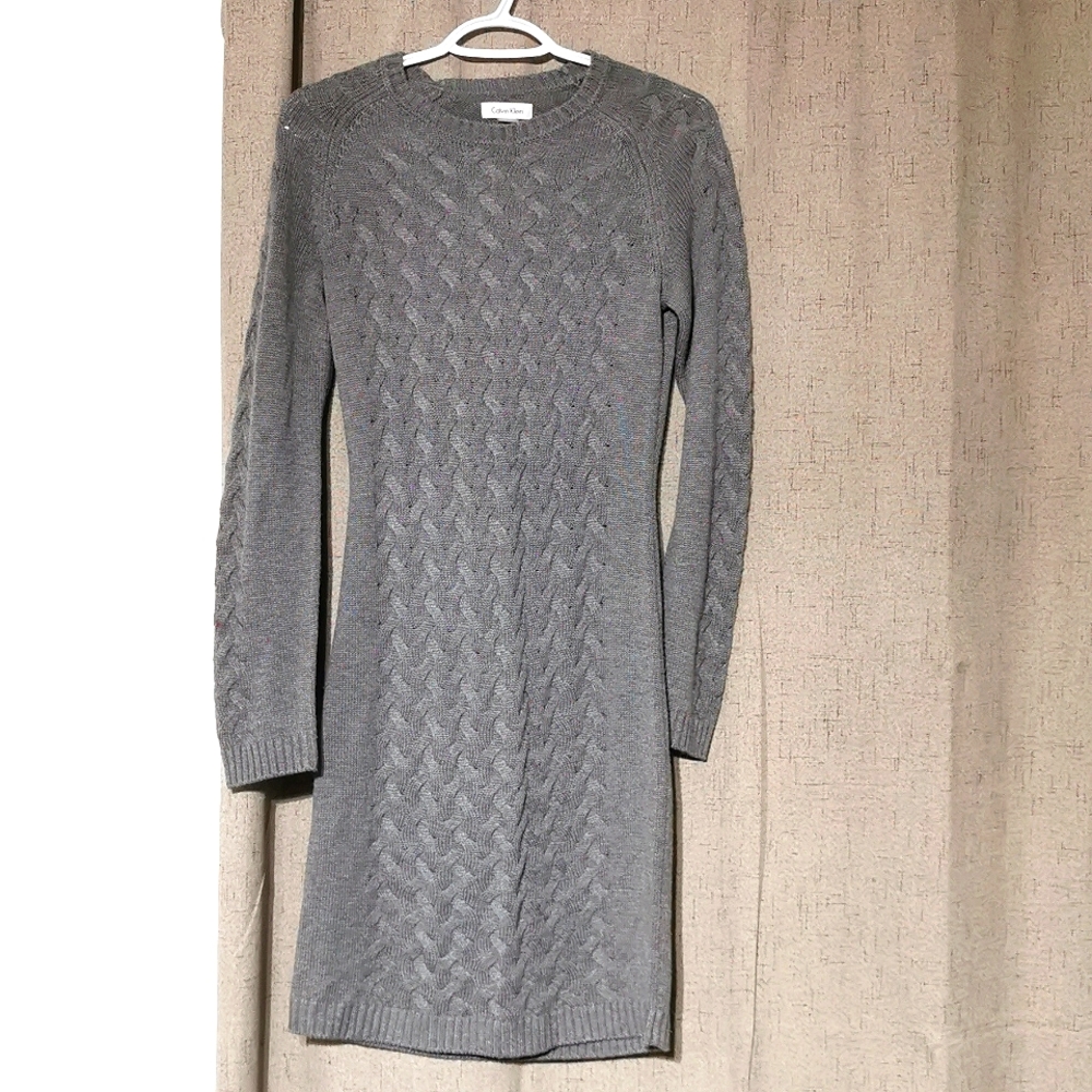 Calvin Klein Size Small Grey Sweater Dress